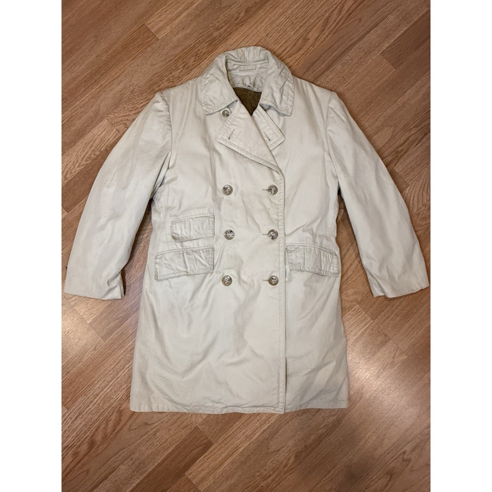 Vintage 60s 70s MCM Larini Short Trench Coat Zip Out Liner Men's 36S Tan Khaki